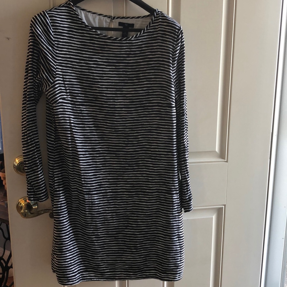 Black and white striped dress